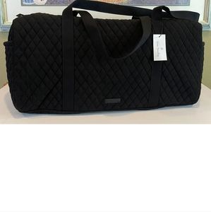 Nwt Black Vera Bradley Large Traveler duffle tote bag pocket plane overnight